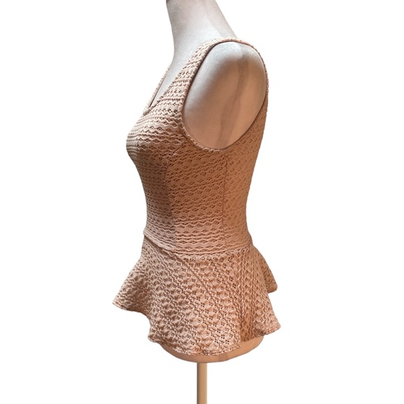 a’gaci Pale Pink Crochet Look Stretchy Sleeveless Fit & Flare Tank Top Small - Picture 2 of 10